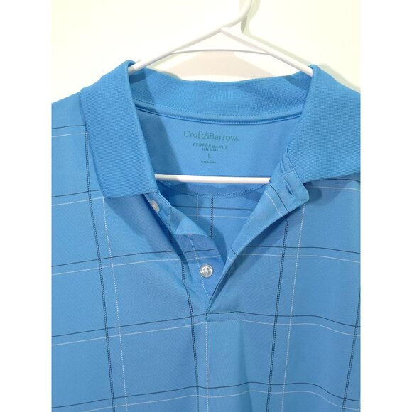 Croft & Barrow Men's Blue Plaid Performance Polo Shirt Size L - Picture 2 of 9